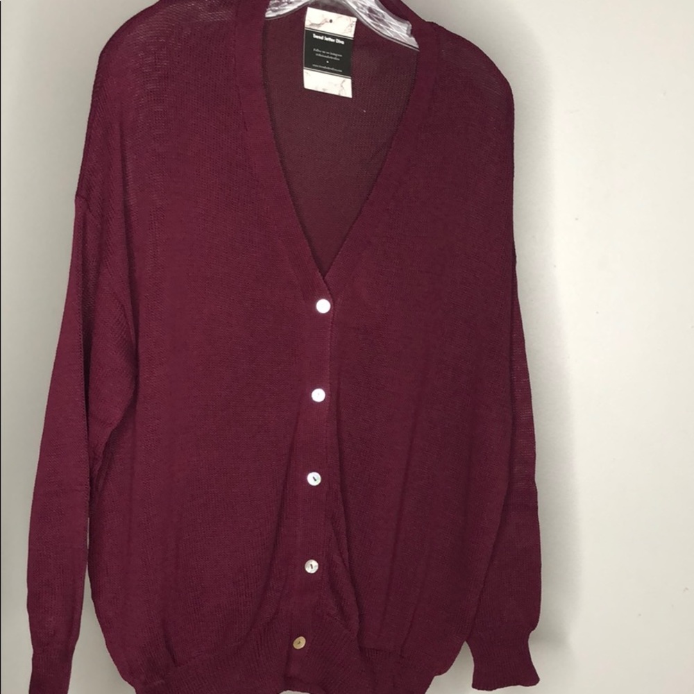 BURGANDY CARDIGAN /TUNIC TOP - Picture 3 of 6
